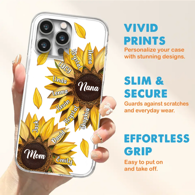Personalized Sunflower Grandma Phone Case - Up to 11 Kids - Mother's Day Gift Idea for Mom/Grandma -  Case For iPhone/Samsung