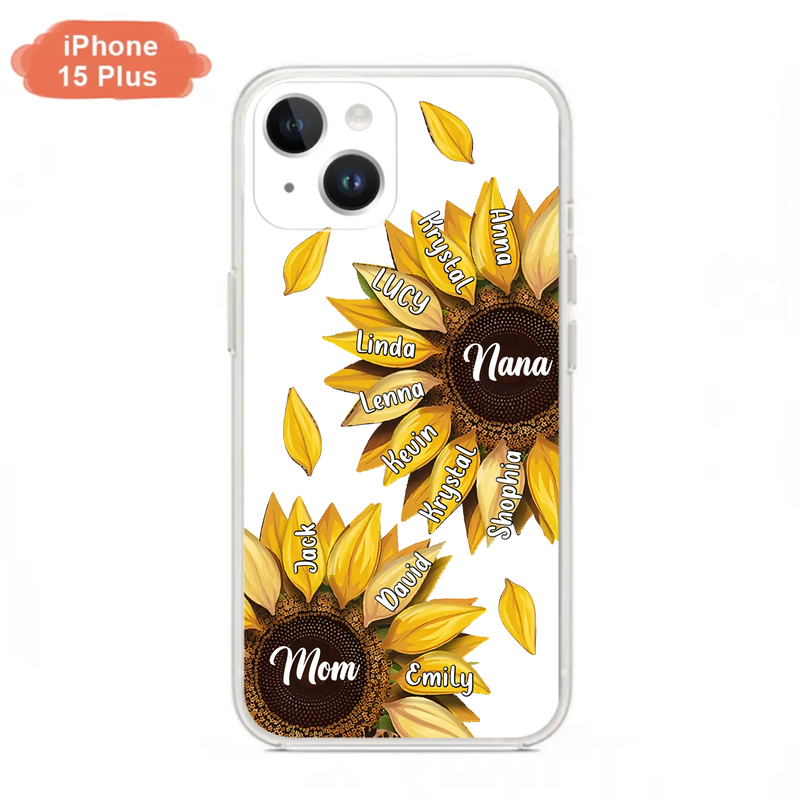 Personalized Sunflower Grandma Phone Case - Up to 11 Kids - Mother's Day Gift Idea for Mom/Grandma -  Case For iPhone/Samsung