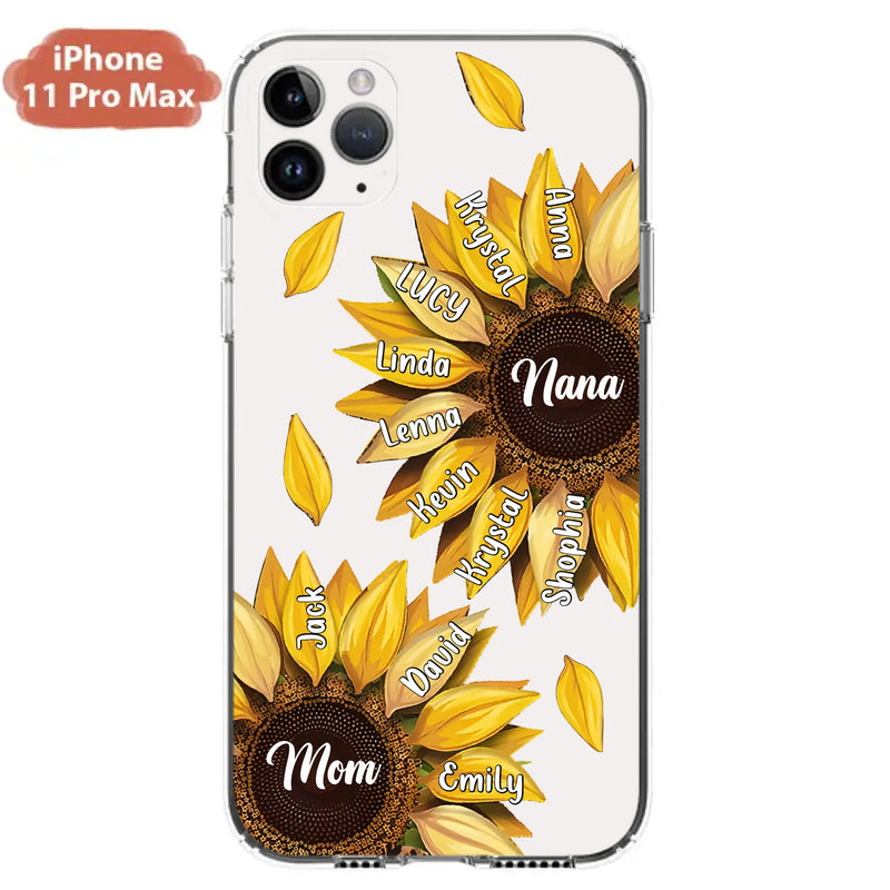 Personalized Sunflower Grandma Phone Case - Up to 11 Kids - Mother's Day Gift Idea for Mom/Grandma -  Case For iPhone/Samsung