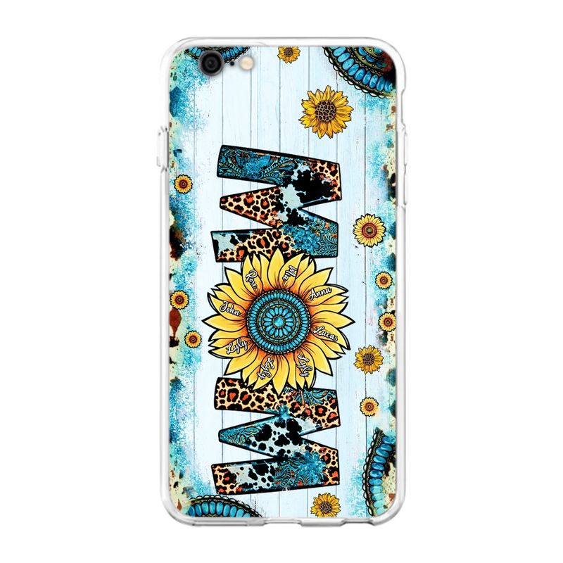Personalized Mom Sunflower Phone Case - Mother's Day Gift Idea - Up to 8 Kids - Case For iPhone/ Samsung
