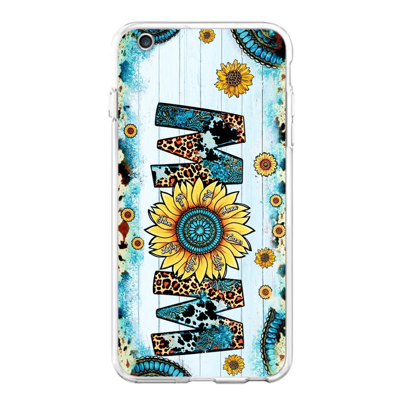 Personalized Mom Sunflower Phone Case - Mother's Day Gift Idea - Up to 8 Kids - Case For iPhone/ Samsung