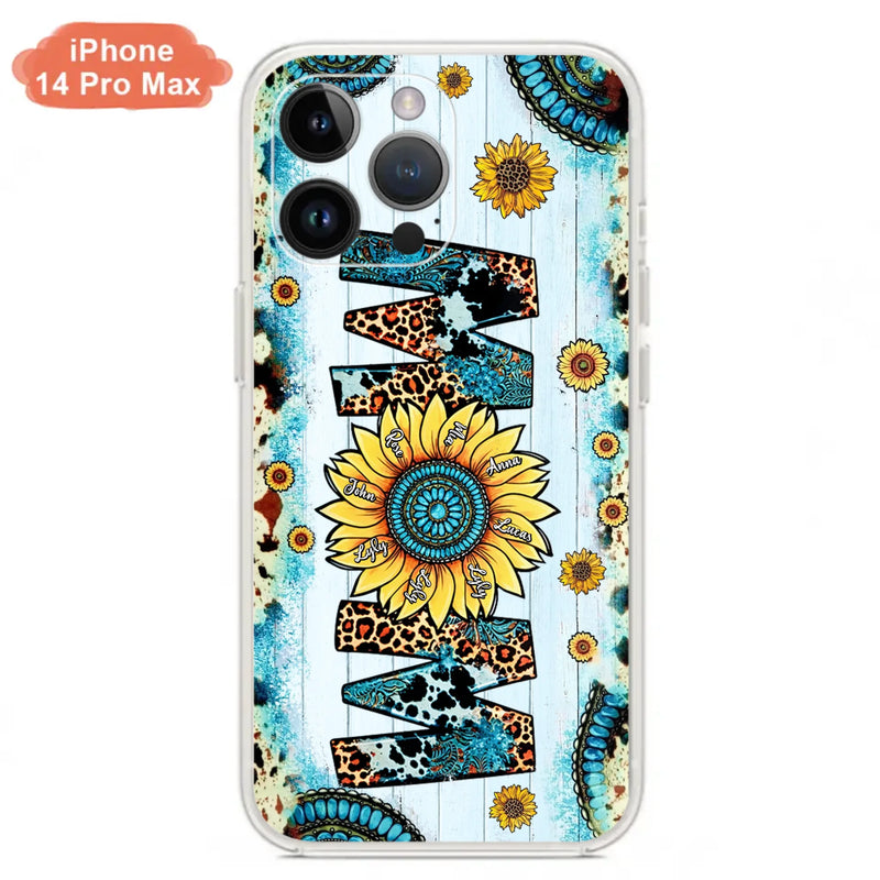 Personalized Mom Sunflower Phone Case - Mother's Day Gift Idea - Up to 8 Kids - Case For iPhone/ Samsung