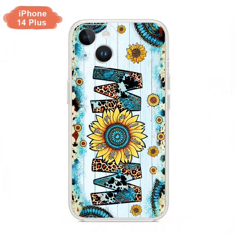 Personalized Mom Sunflower Phone Case - Mother's Day Gift Idea - Up to 8 Kids - Case For iPhone/ Samsung