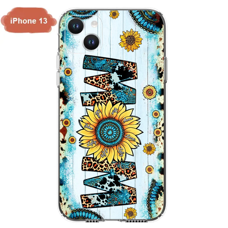 Personalized Mom Sunflower Phone Case - Mother's Day Gift Idea - Up to 8 Kids - Case For iPhone/ Samsung