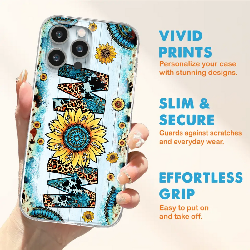 Personalized Mom Sunflower Phone Case - Mother's Day Gift Idea - Up to 8 Kids - Case For iPhone/ Samsung