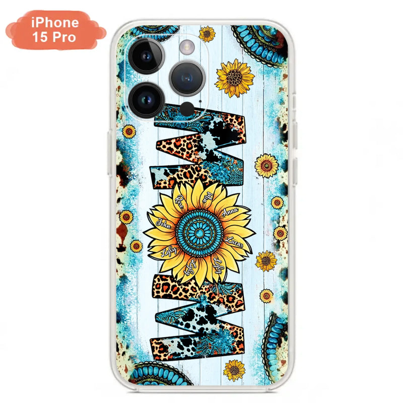 Personalized Mom Sunflower Phone Case - Mother's Day Gift Idea - Up to 8 Kids - Case For iPhone/ Samsung