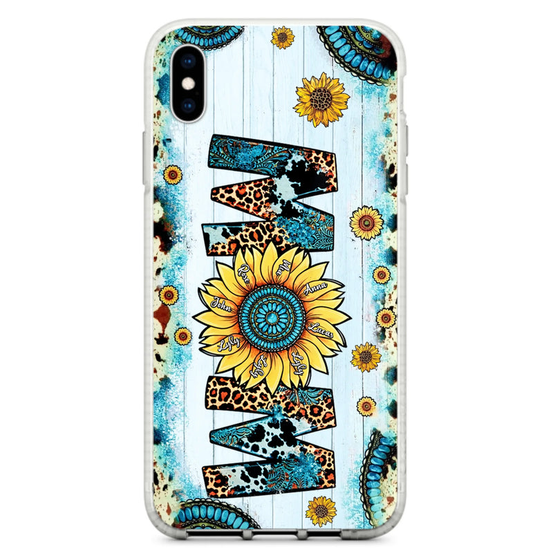 Personalized Mom Sunflower Phone Case - Mother's Day Gift Idea - Up to 8 Kids - Case For iPhone/ Samsung
