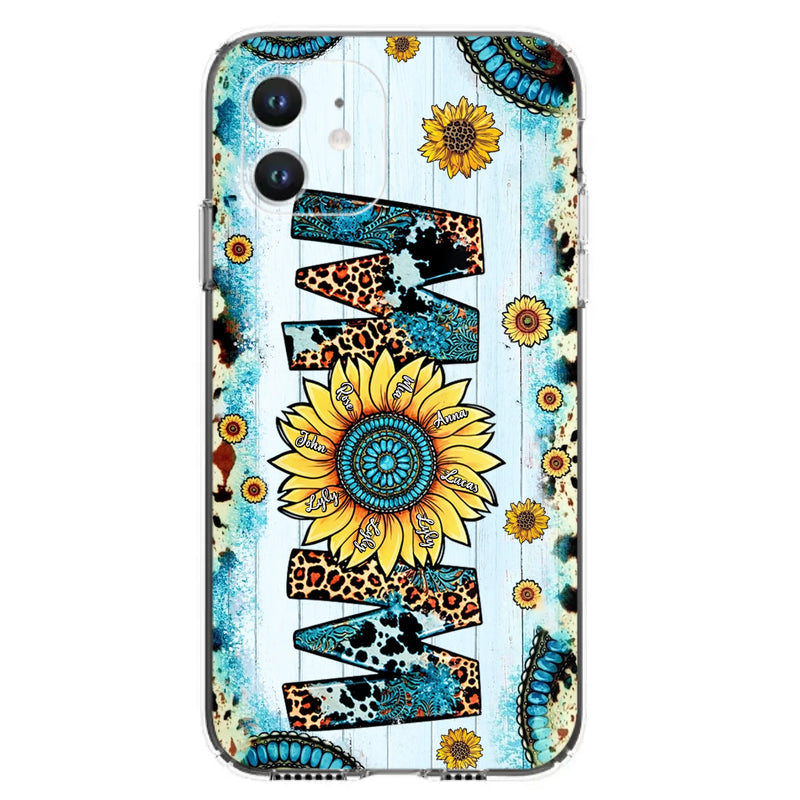 Personalized Mom Sunflower Phone Case - Mother's Day Gift Idea - Up to 8 Kids - Case For iPhone/ Samsung