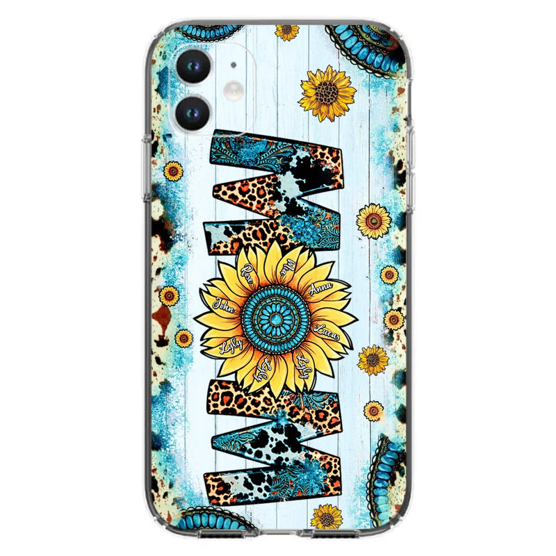 Personalized Mom Sunflower Phone Case - Mother's Day Gift Idea - Up to 8 Kids - Case For iPhone/ Samsung