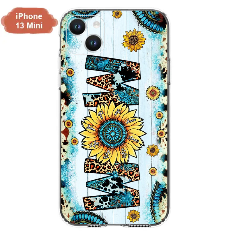 Personalized Mom Sunflower Phone Case - Mother's Day Gift Idea - Up to 8 Kids - Case For iPhone/ Samsung