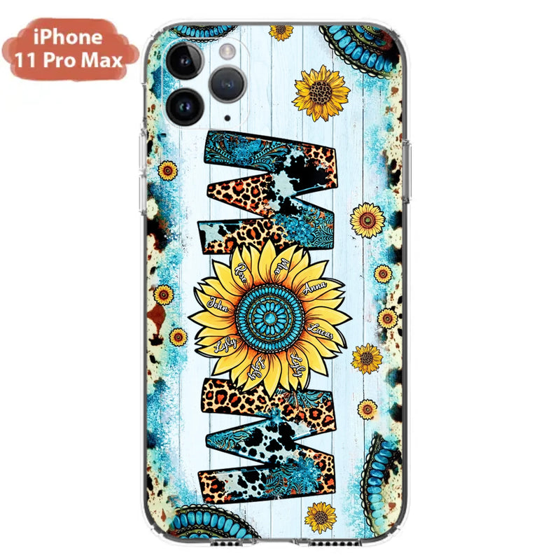 Personalized Mom Sunflower Phone Case - Mother's Day Gift Idea - Up to 8 Kids - Case For iPhone/ Samsung