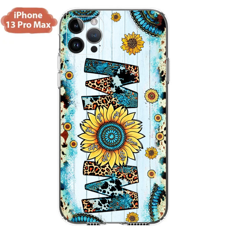 Personalized Mom Sunflower Phone Case - Mother's Day Gift Idea - Up to 8 Kids - Case For iPhone/ Samsung