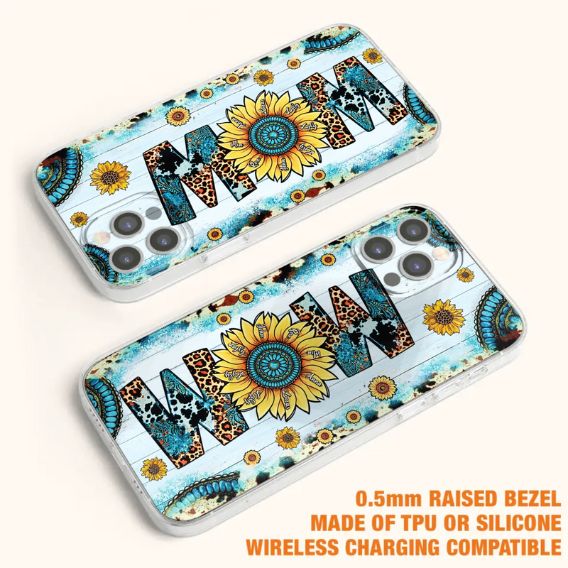 Personalized Mom Sunflower Phone Case - Mother's Day Gift Idea - Up to 8 Kids - Case For iPhone/ Samsung