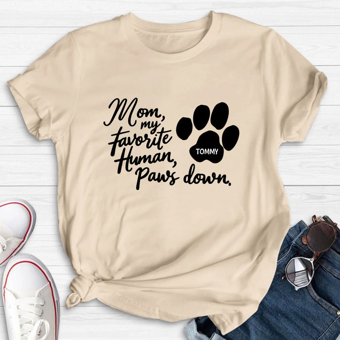 Custom Personalized Dog Mom/ Dog Dad T-Shirt/ Long Sleeve/ Sweatshirt/ Hoodie - Gift Idea For Dog  Lover - Upto 7 Dogs - Paws Down