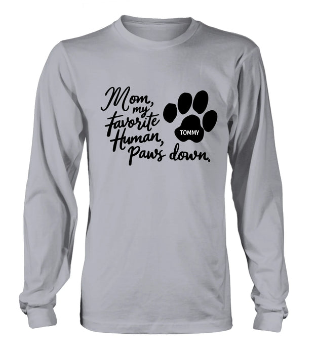 Custom Personalized Dog Mom/ Dog Dad T-Shirt/ Long Sleeve/ Sweatshirt/ Hoodie - Gift Idea For Dog  Lover - Upto 7 Dogs - Paws Down