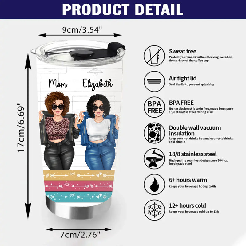 Personalized Mother & Daughter Always Be Connected By Heart Tumbler - Best Mother's Day Gift Idea