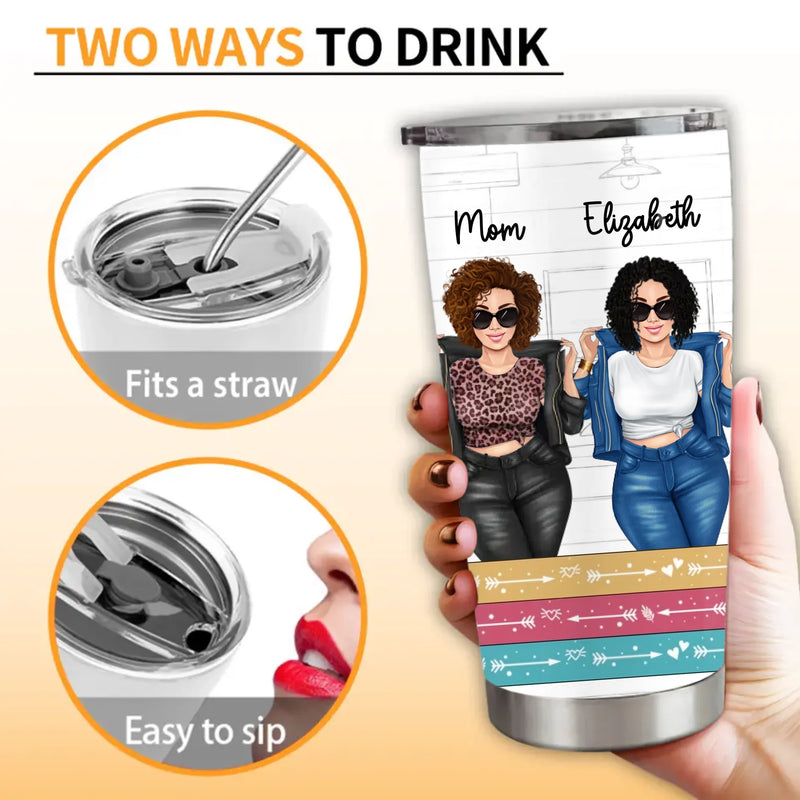 Personalized Mother & Daughter Always Be Connected By Heart Tumbler - Best Mother's Day Gift Idea