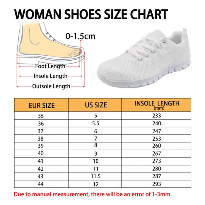 Woman shoes size chart