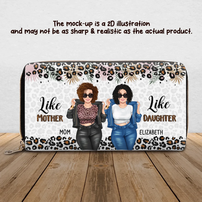 Personalized Mom and Daughter Long Wallet - Best Gift for Mother/Grandma - Like Mother Like Daughter