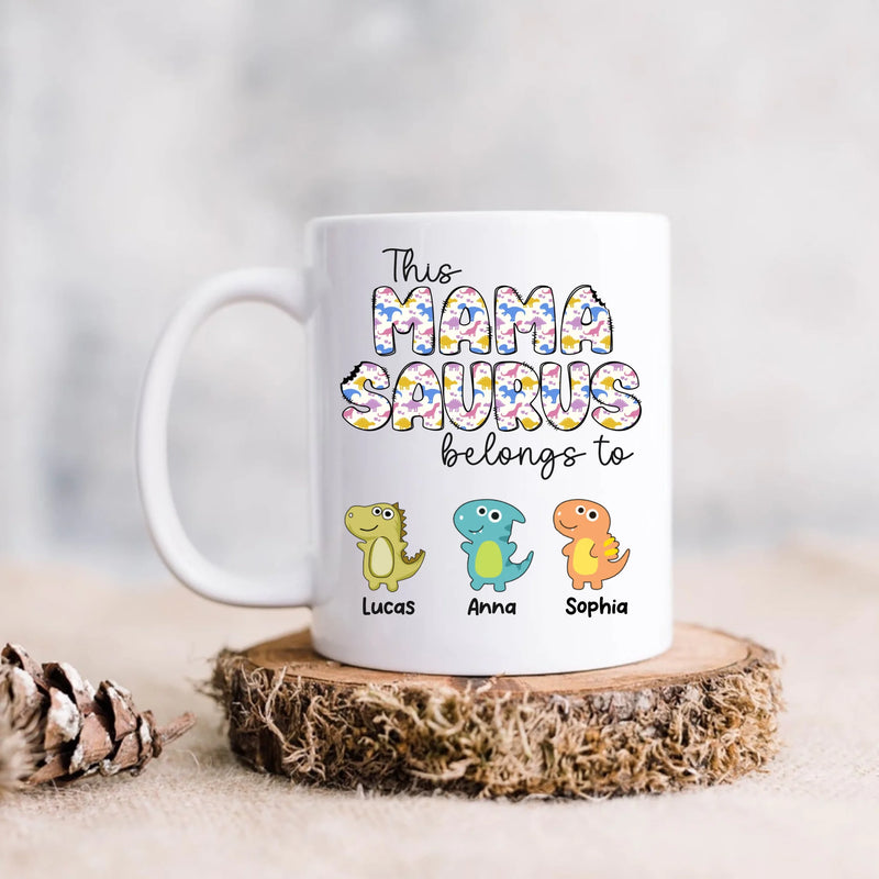 Personalized Mamasaurus Coffee Mug - Mother's Day Gift For Mom/ Grandma - Up to 7 Kids