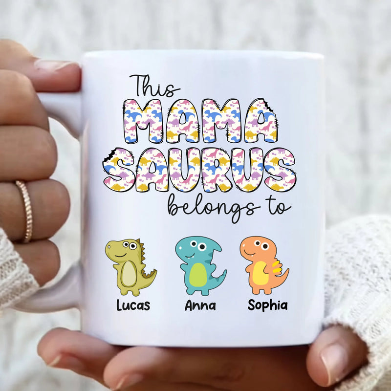 Personalized Mamasaurus Coffee Mug - Mother's Day Gift For Mom/ Grandma - Up to 7 Kids