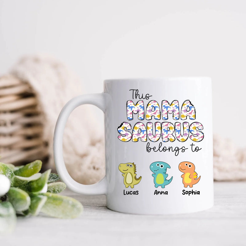 Personalized Mamasaurus Coffee Mug - Mother's Day Gift For Mom/ Grandma - Up to 7 Kids