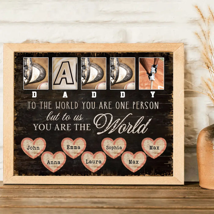Personalized Father's Day Baseball Poster - Gift Idea For Dad - To Us You Are The World