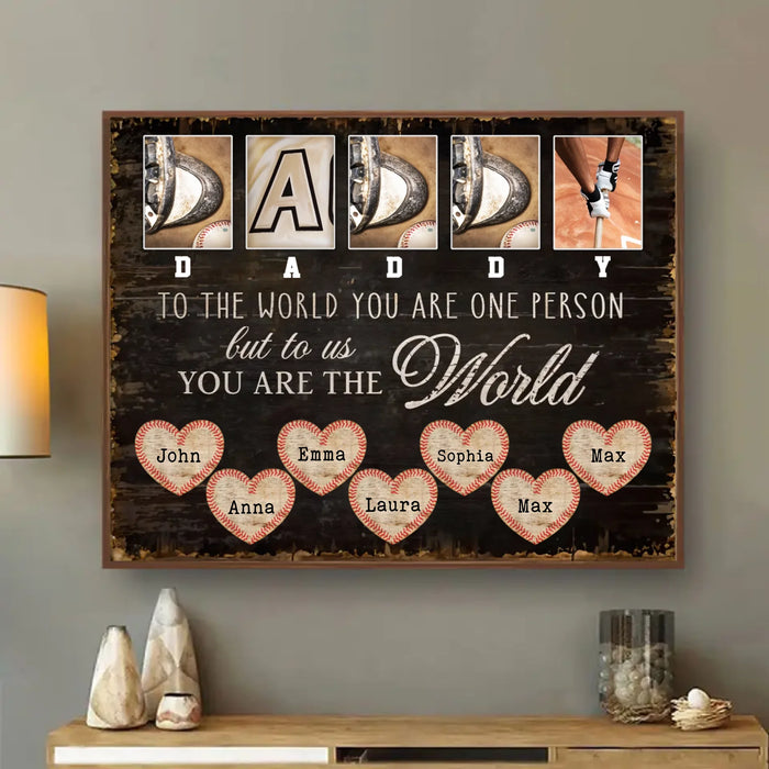 Personalized Father's Day Baseball Poster - Gift Idea For Dad - To Us You Are The World