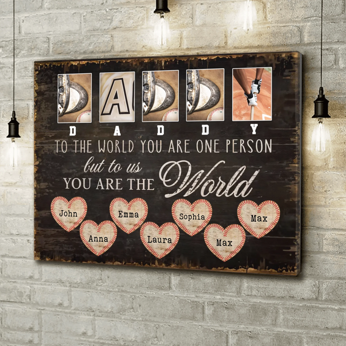 Personalized Father's Day Baseball Canvas - Gift Idea For Dad - To Us You Are The World