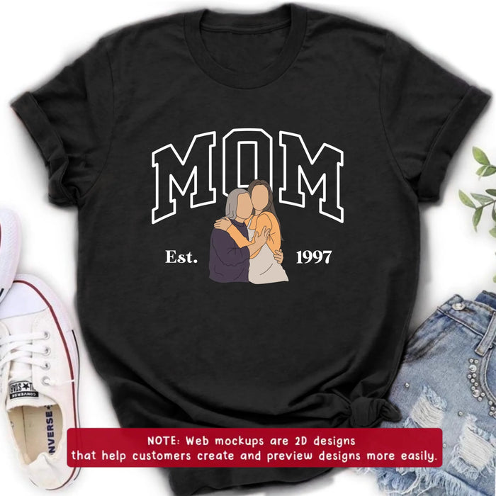 Personalized Mom And Daughter Embroidered T-Shirt/ Sweater/ Hoodie - Gift Idea For Mother's Day