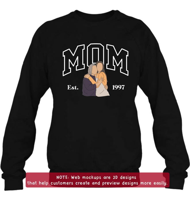 Personalized Mom And Daughter Embroidered T-Shirt/ Sweater/ Hoodie - Gift Idea For Mother's Day