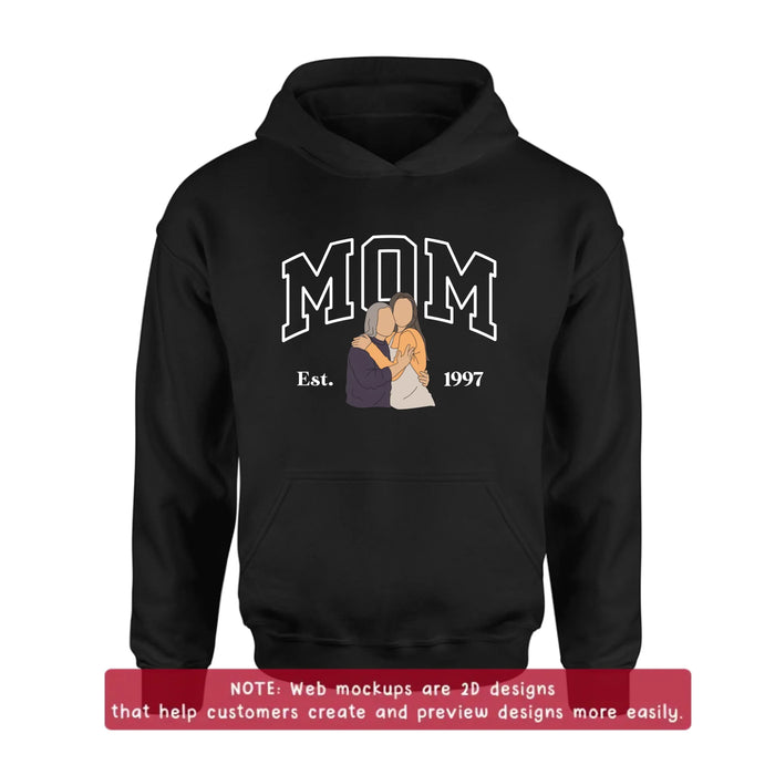Personalized Mom And Daughter Embroidered T-Shirt/ Sweater/ Hoodie - Gift Idea For Mother's Day