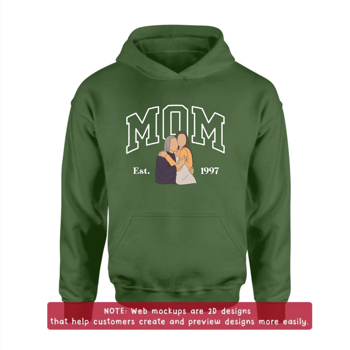 Personalized Mom And Daughter Embroidered T-Shirt/ Sweater/ Hoodie - Gift Idea For Mother's Day