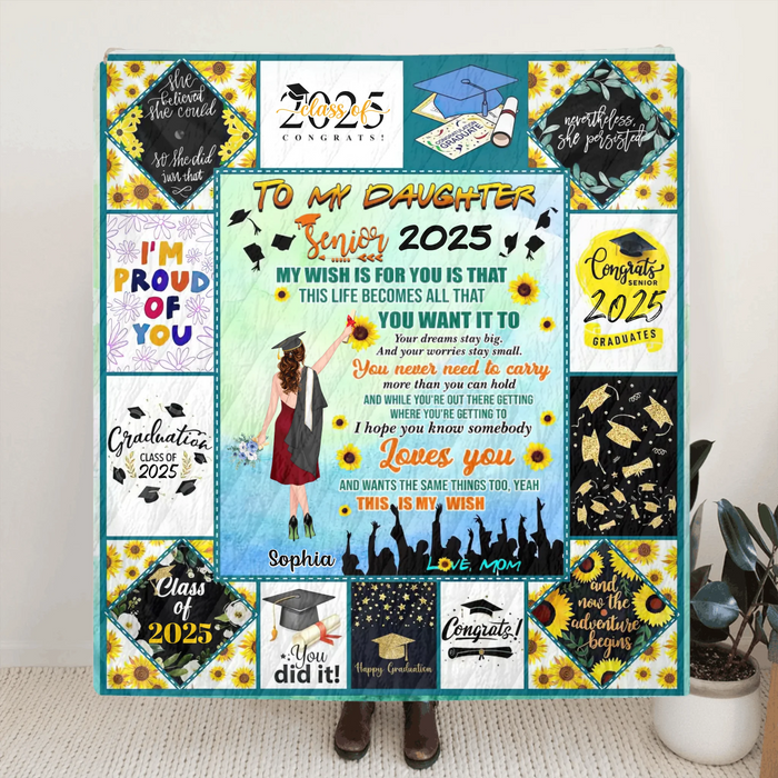 Custom Personalized Graduation Blanket - Gift Idea For Daughter/ Graduation - I Hope You Know Somebody Loves You