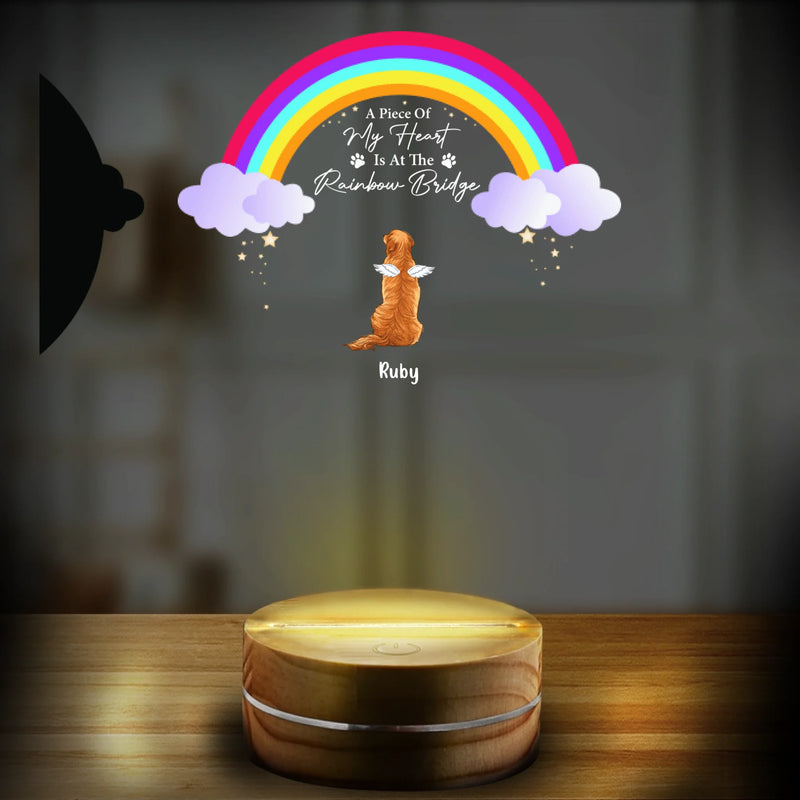 Personalized Dogs At The Rainbow Bridge Led Lamp - Memorial Gift Dog Lover -  A Piece Of My Heart Is At The Rainbow Bridge