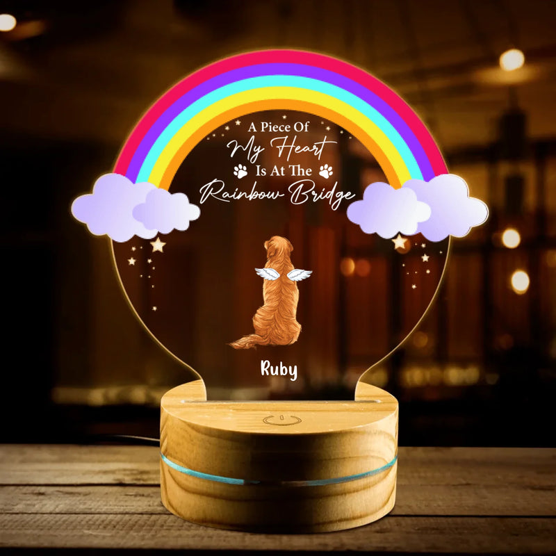 Personalized Dogs At The Rainbow Bridge Led Lamp - Memorial Gift Dog Lover -  A Piece Of My Heart Is At The Rainbow Bridge