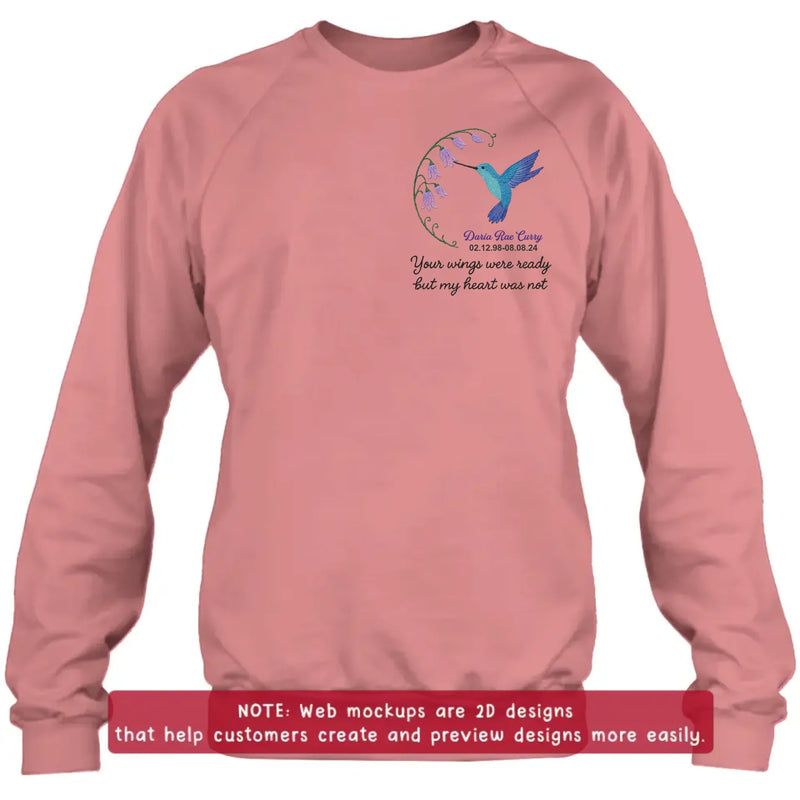 Personalized Memorial Embroidered T-Shirt/Sweater/Hoodie - Memorial Gift Idea - Your Wings Were Ready But MY Heart Was Not