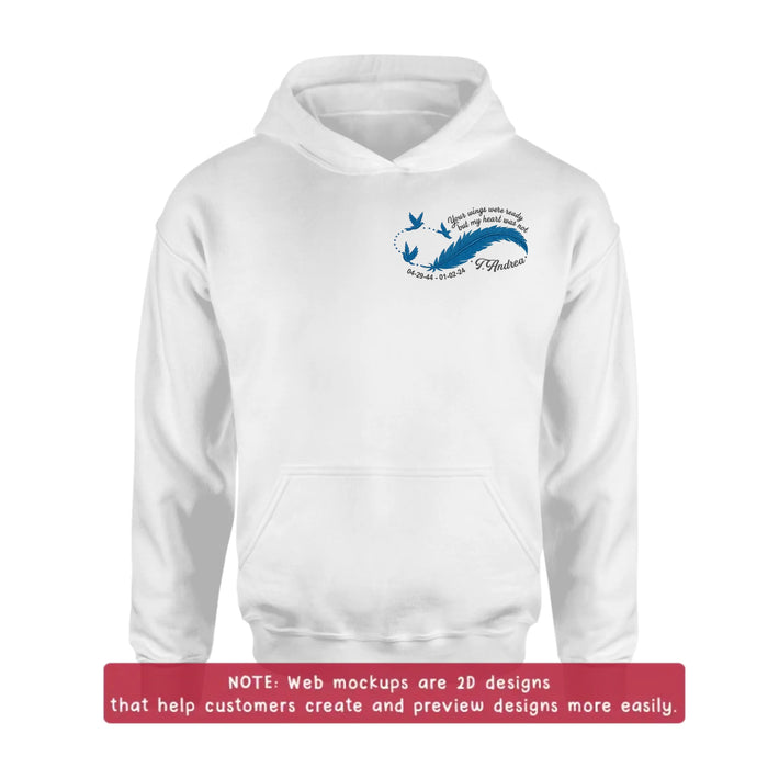 Custom Personalized Memorial Embroidered T-Shirt/ Sweater/ Hoodie - Memorial Gift Idea - Your Wings Were Ready But My Heart Was Not