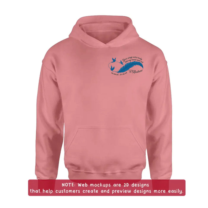 Custom Personalized Memorial Embroidered T-Shirt/ Sweater/ Hoodie - Memorial Gift Idea - Your Wings Were Ready But My Heart Was Not