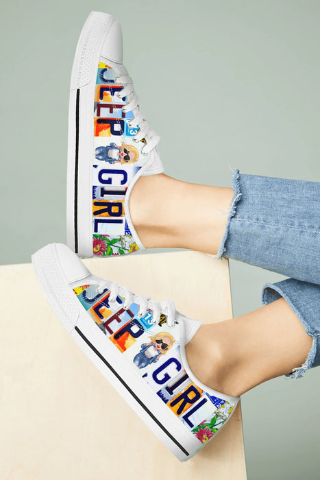 Custom Personalized Off-road Girl Low Top Sneakers - Birthday Gift Idea