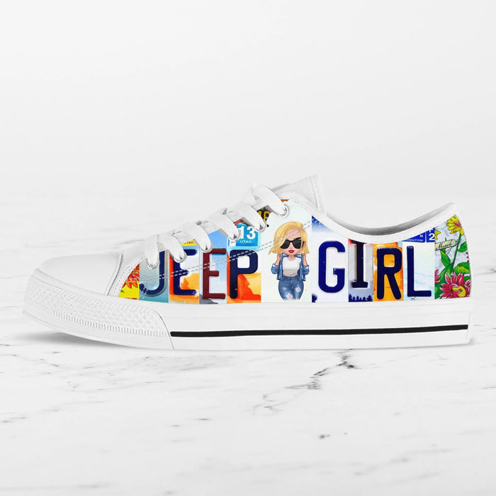 Custom Personalized Off-road Girl Low Top Sneakers - Birthday Gift Idea