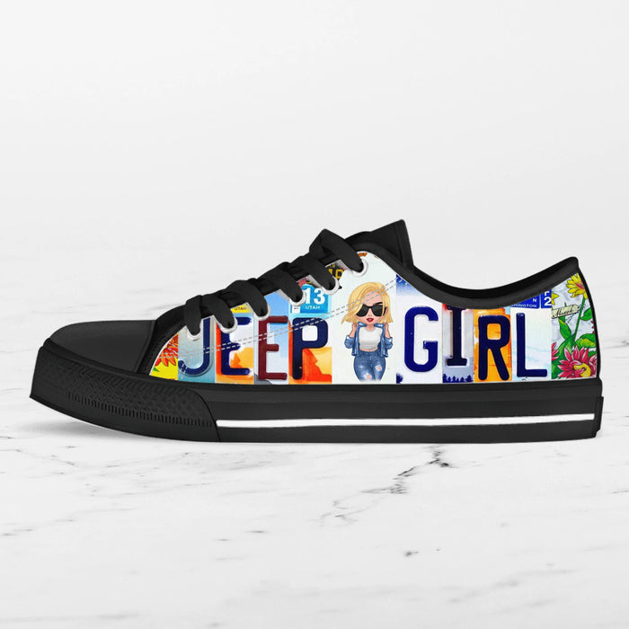 Custom Personalized Off-road Girl Low Top Sneakers - Birthday Gift Idea