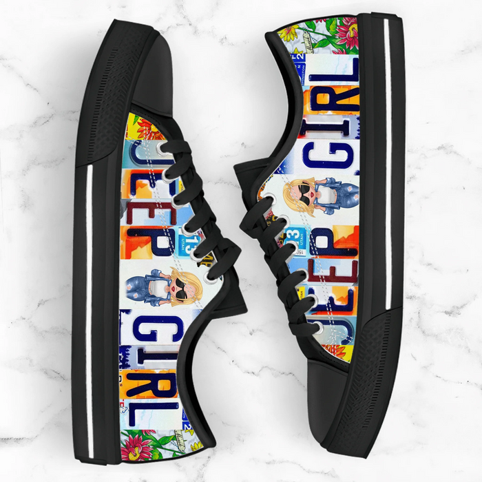 Custom Personalized Off-road Girl Low Top Sneakers - Birthday Gift Idea