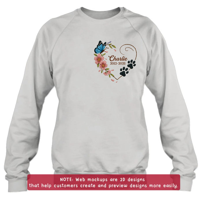 Custom Personalized Dog Memorial Embroidered T-Shirt/ Sweater/ Hoodie - Memorial Gift Idea For Pet Lover