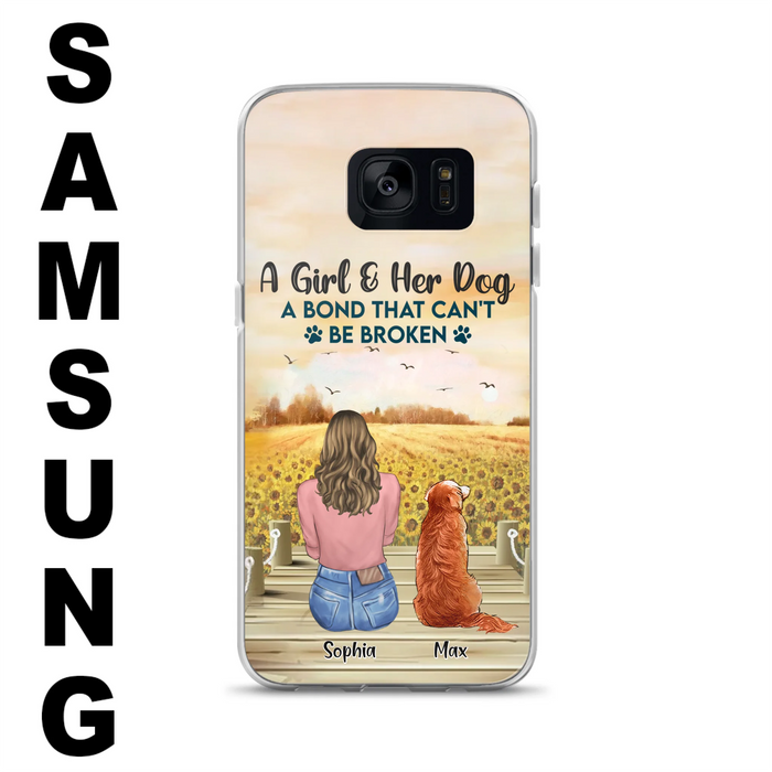 Custom Personalized Dog Mom Phone Case - Gift Idea For Dog Lover - A Girl & Her Dog A Bond That Can't Be Broken - Case For iPhone/ Samsung