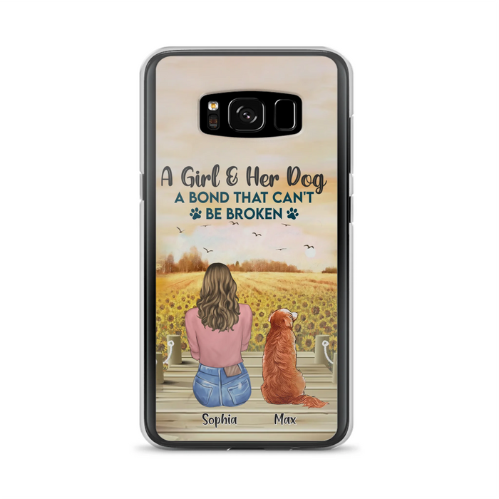 Custom Personalized Dog Mom Phone Case - Gift Idea For Dog Lover - A Girl & Her Dog A Bond That Can't Be Broken - Case For iPhone/ Samsung