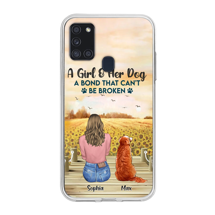 Custom Personalized Dog Mom Phone Case - Gift Idea For Dog Lover - A Girl & Her Dog A Bond That Can't Be Broken - Case For iPhone/ Samsung
