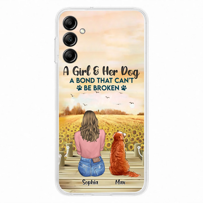 Custom Personalized Dog Mom Phone Case - Gift Idea For Dog Lover - A Girl & Her Dog A Bond That Can't Be Broken - Case For iPhone/ Samsung