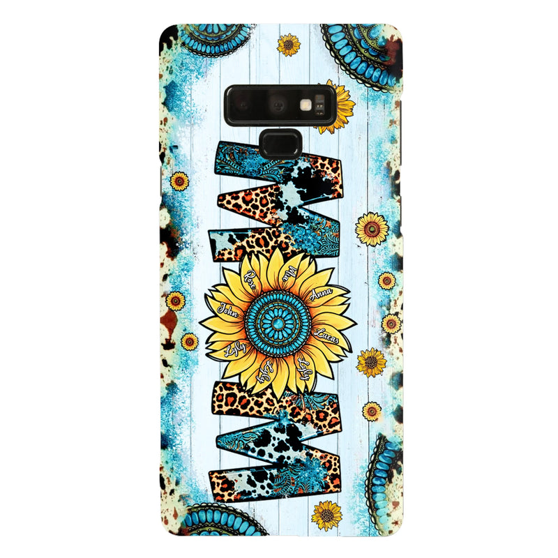 Personalized Mom Sunflower Phone Case - Mother's Day Gift Idea - Up to 8 Kids - Case For iPhone/ Samsung