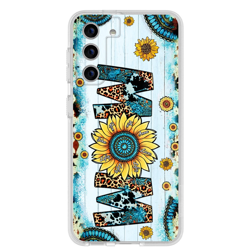 Personalized Mom Sunflower Phone Case - Mother's Day Gift Idea - Up to 8 Kids - Case For iPhone/ Samsung